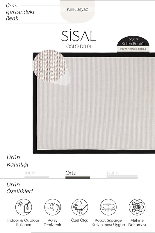 Sisalart Oslo Keten Monterey Çift Bordür Sisal Halı
