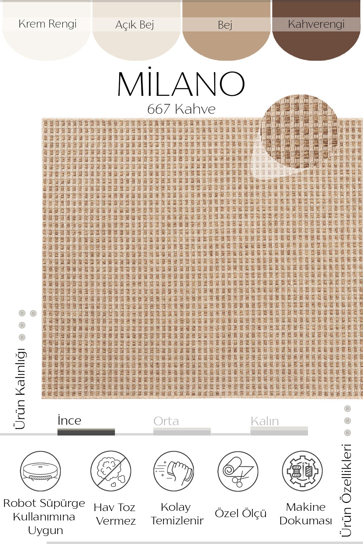 Sisalart Milano 667 Kahve Sisal Halı
