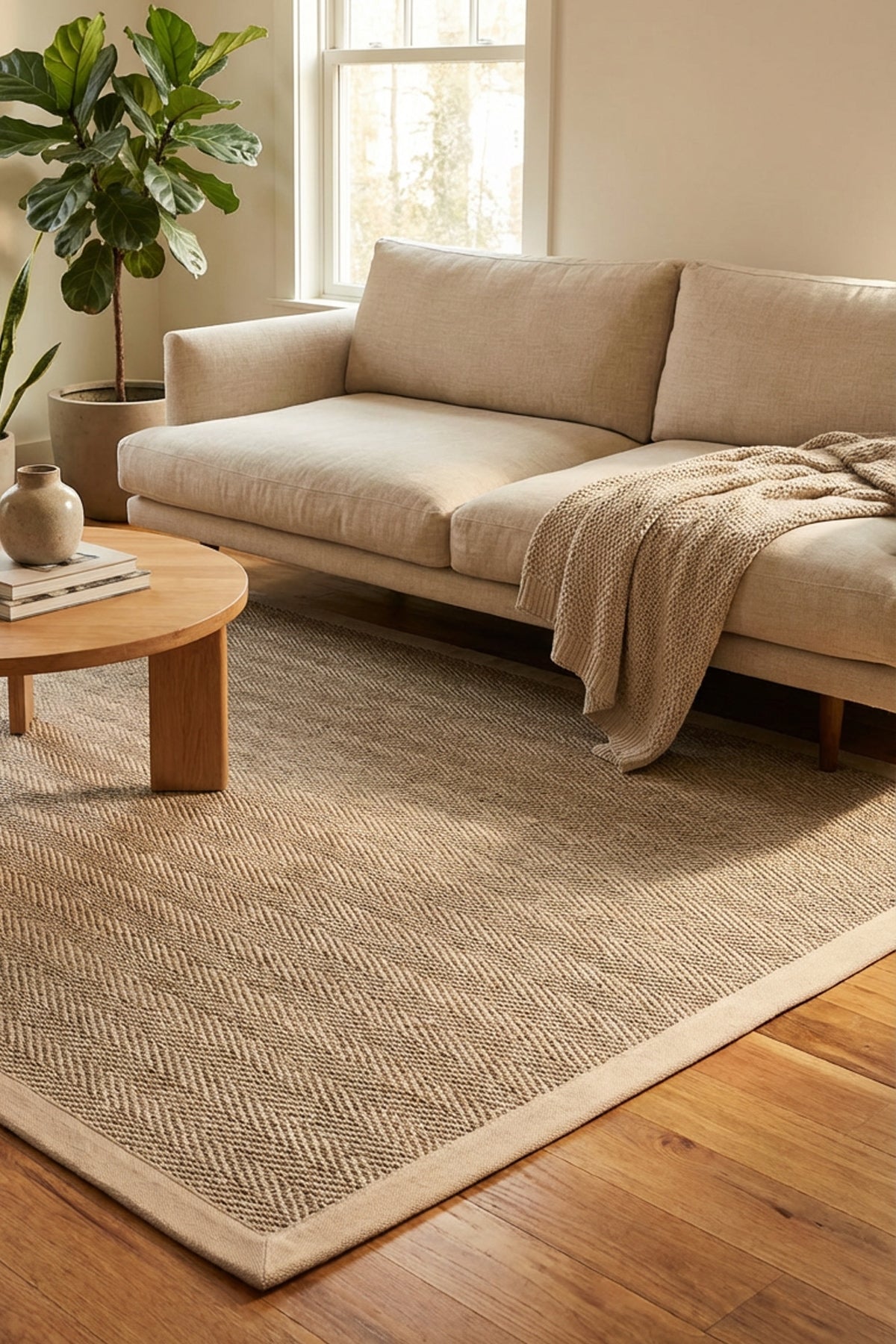 Sydney Keten Bordürlü Sisal Halı | Sisalart