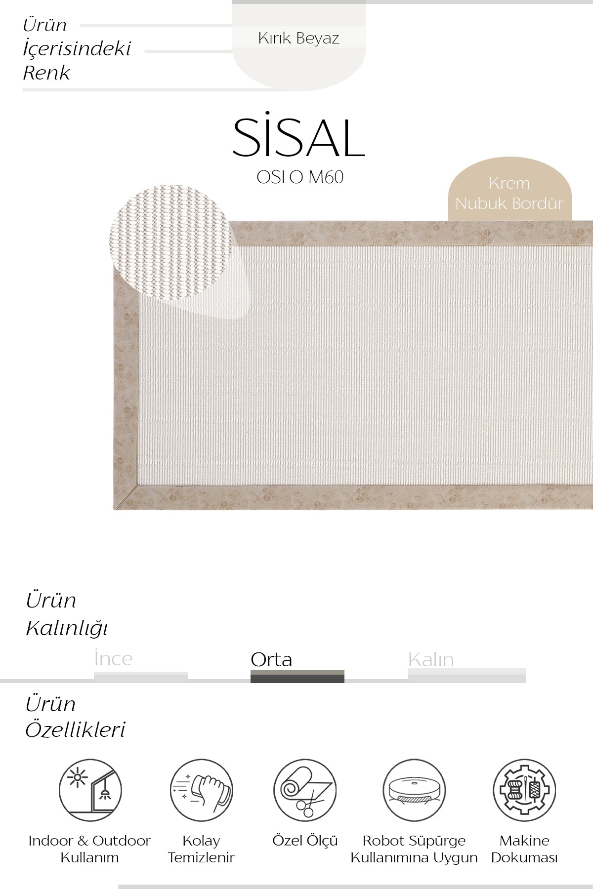 Sisalart Oslo Yolluk Antre Koridor Sisal Halı