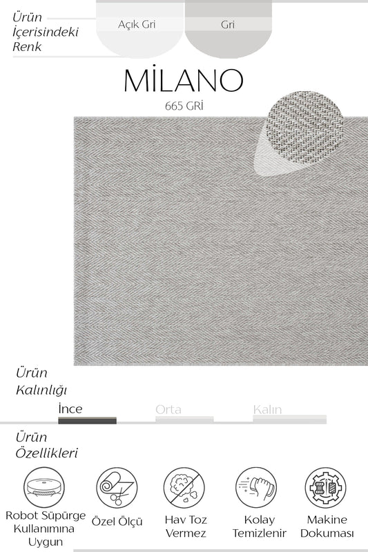 Sisalart Milano 665 Gri Sisal Halı