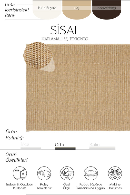 Sisalart Katlamalı Bej Toronto Sisal Halı