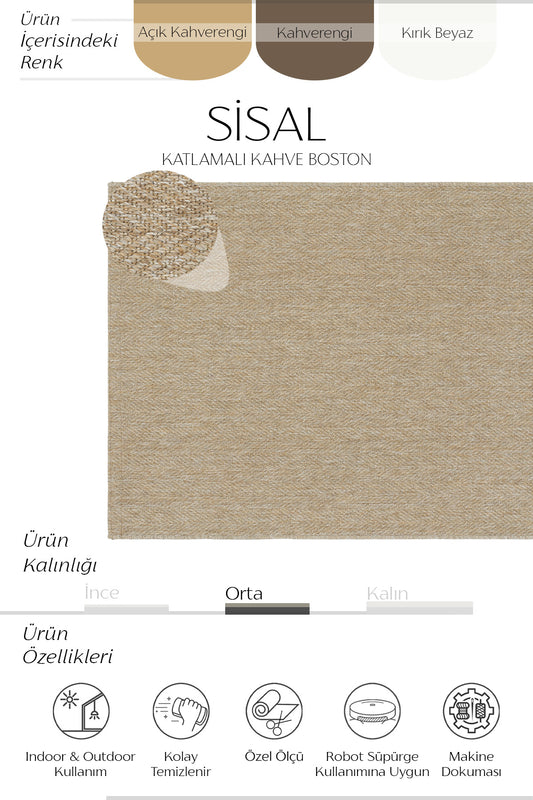 Sisalart Katlamalı Kahve Boston Sisal Halı