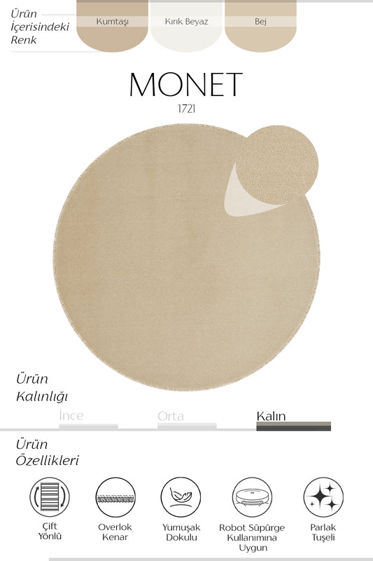 Sisalart Monet 1721 Bej Sade Yuvarlak Halı