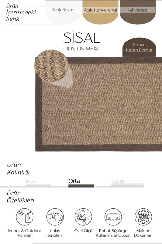 Sisalart Boston Mutfak Halısı Sisal Halı