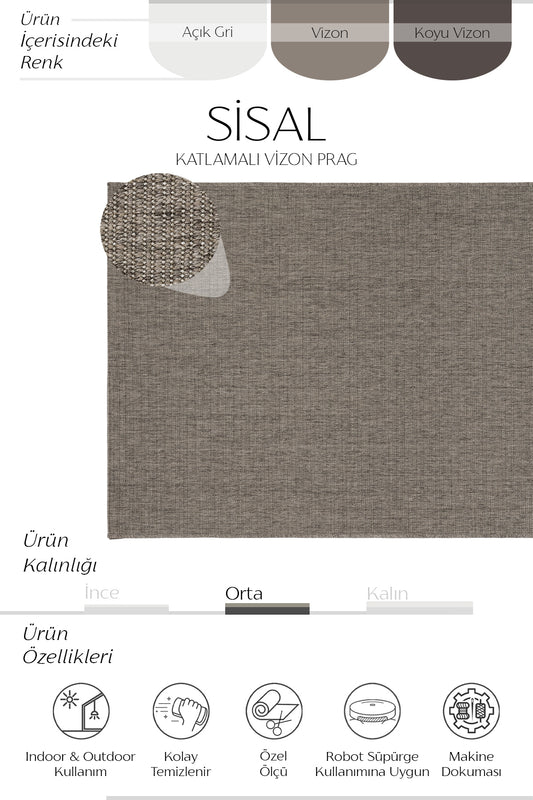 Sisalart Katlamalı Vizon Prag Sisal Halı