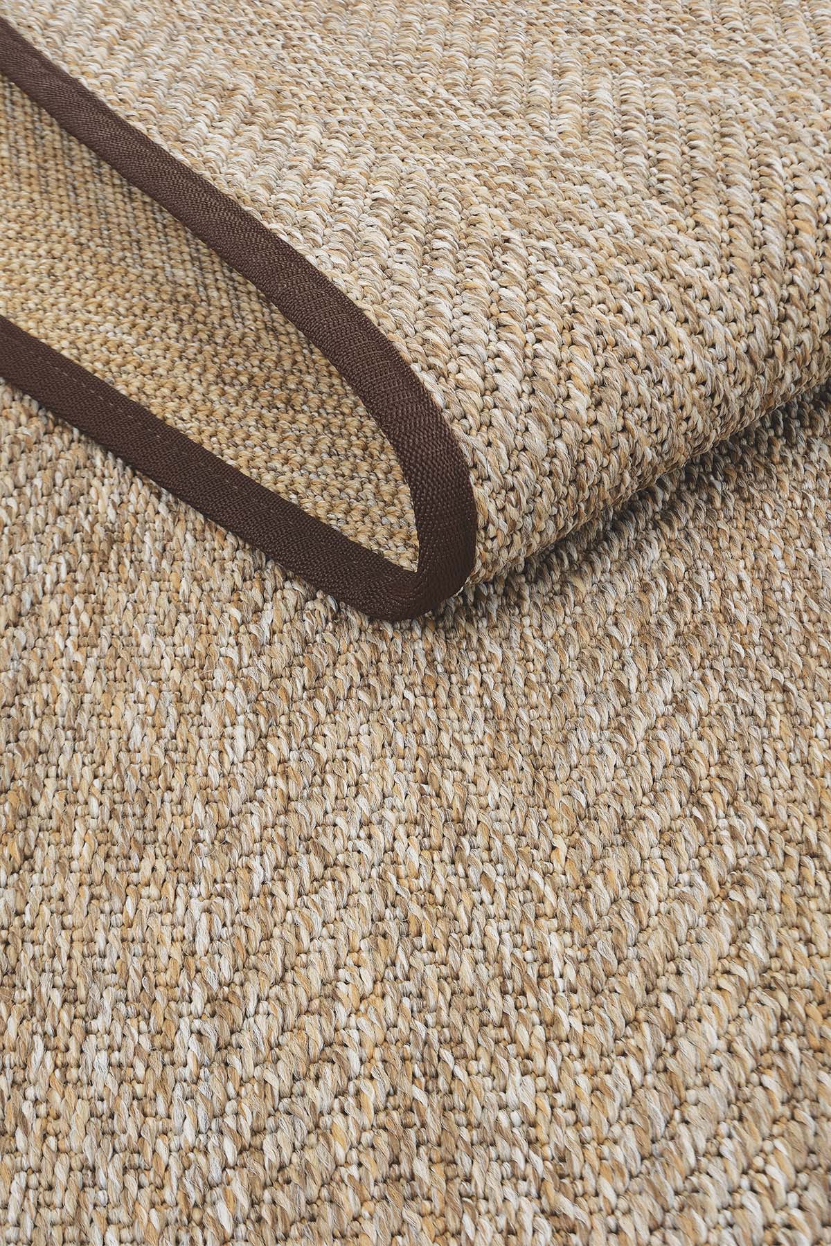 Boston Kahve Biye Bordürlü Sisal Halı | Sisalart - Sisal Halı