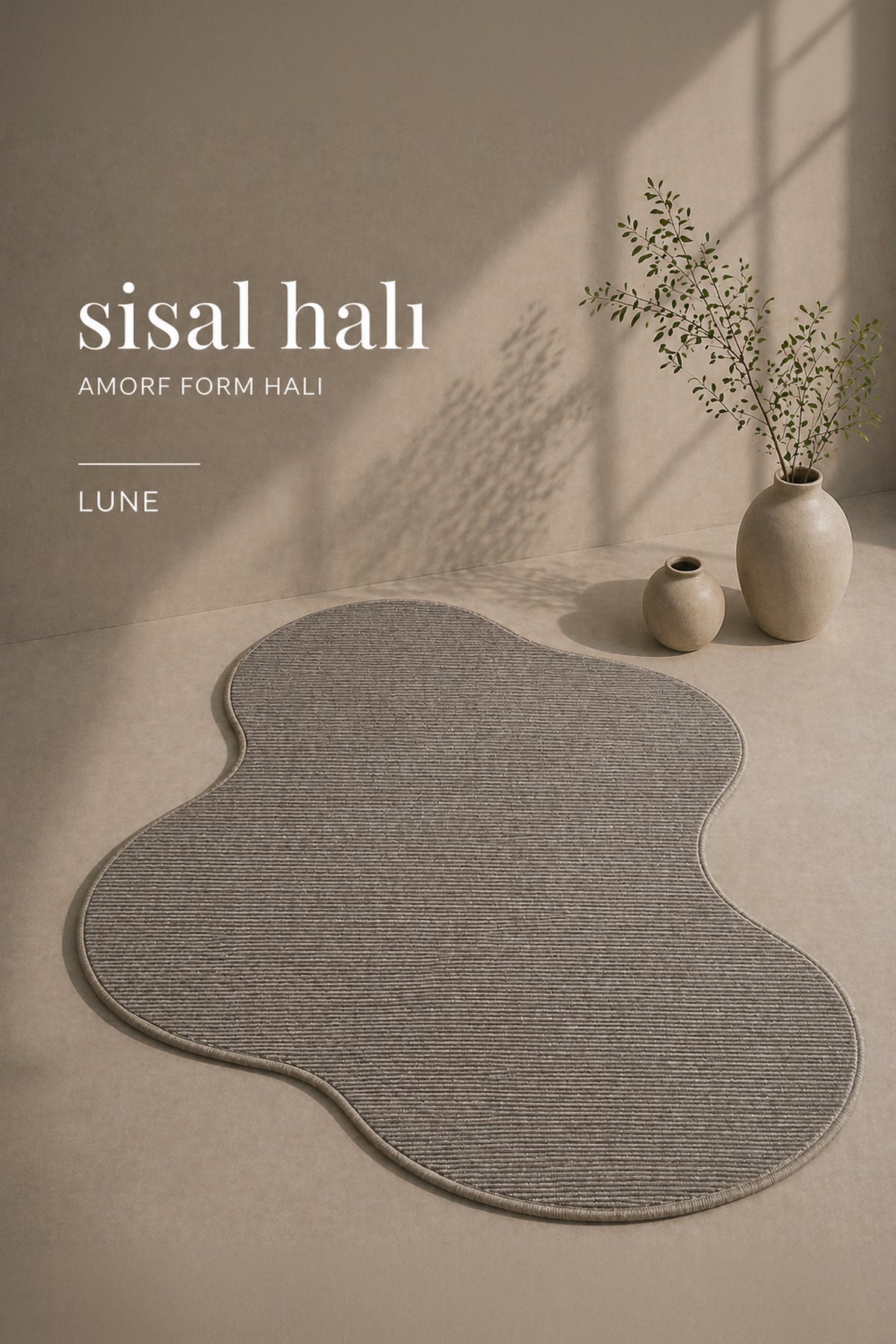 Lune Amorf Form Özel Ölçü Modern Sisal Halı | Sisalart - Sisal Halı