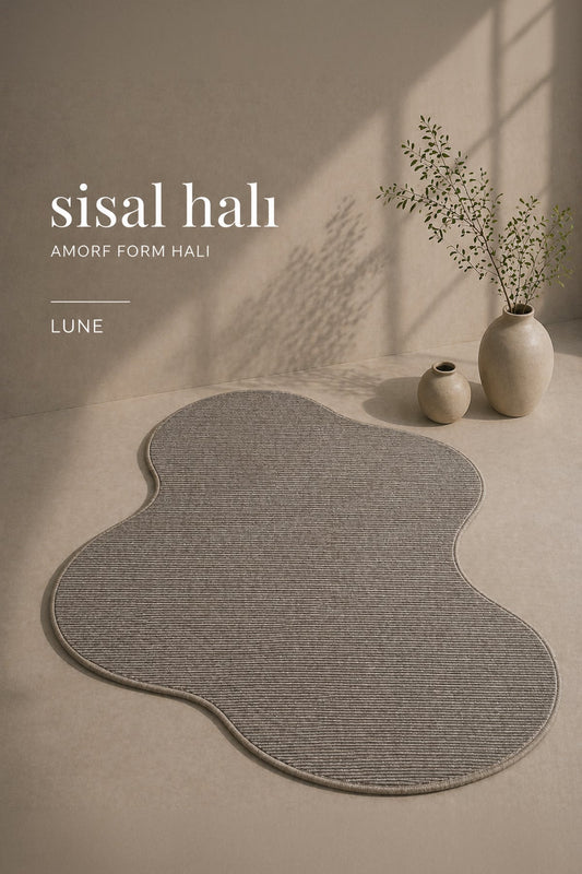 Lune Amorf Form Özel Ölçü Modern Sisal Halı | Sisalart - Sisal Halı