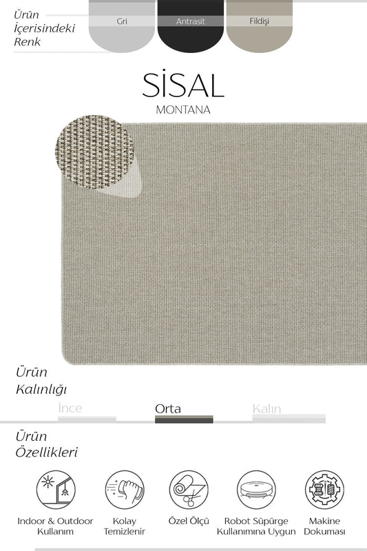 Montana Overloklu Sisal Halı | Sisalart - Sisal Halı