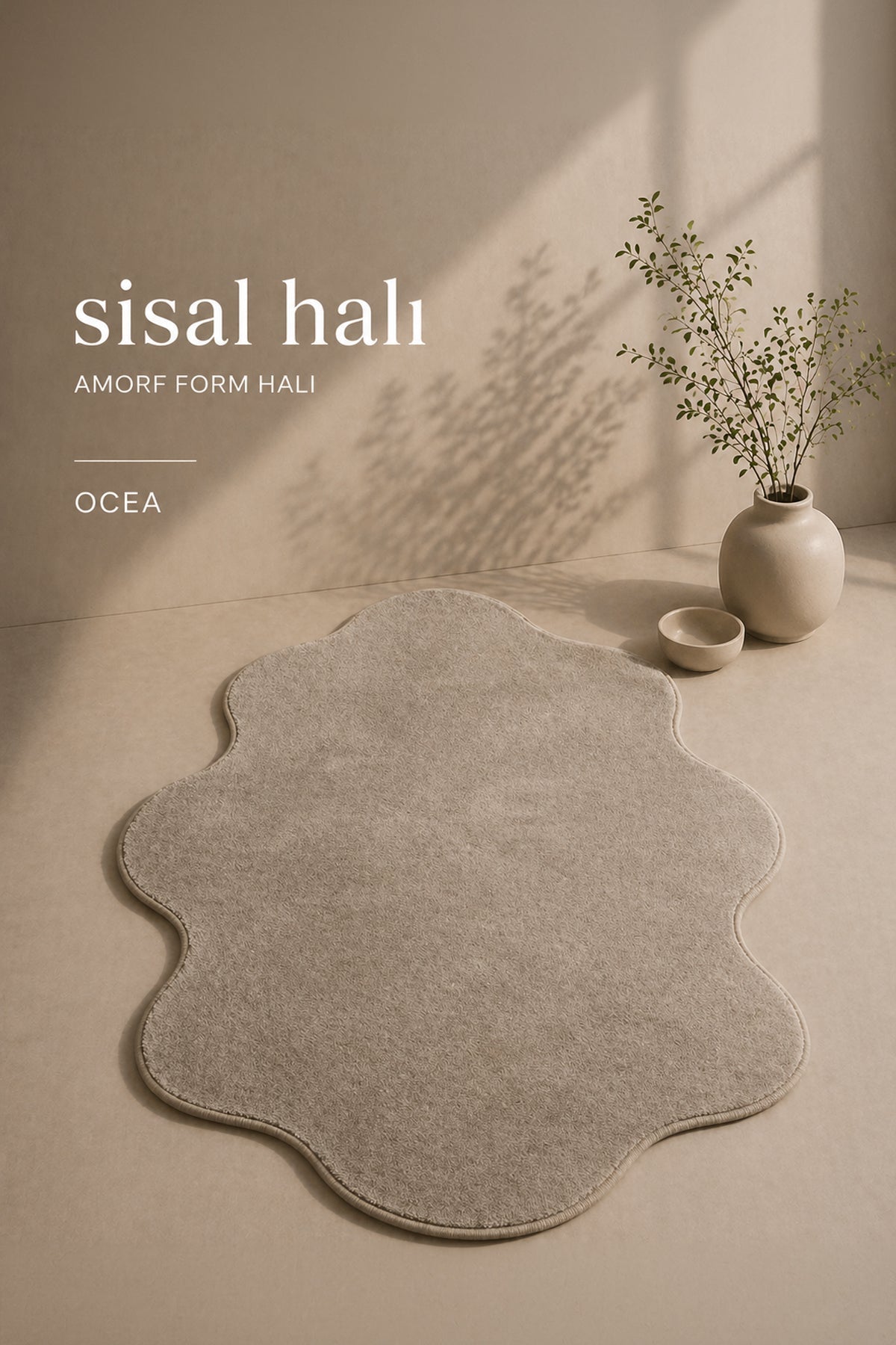 Ocea Amorf Form Özel Ölçü Modern Yumuşak Dokulu Halı | Sisalart - Sisal Halı