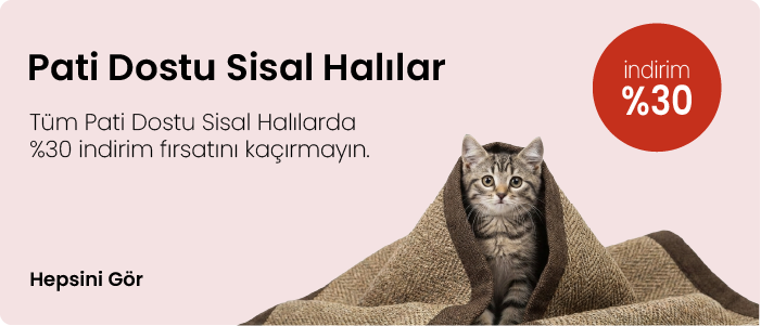 Sisal halıya sarınmış kedi yavrusu - Pati Dostu Sisal Halılarda %30 indirim