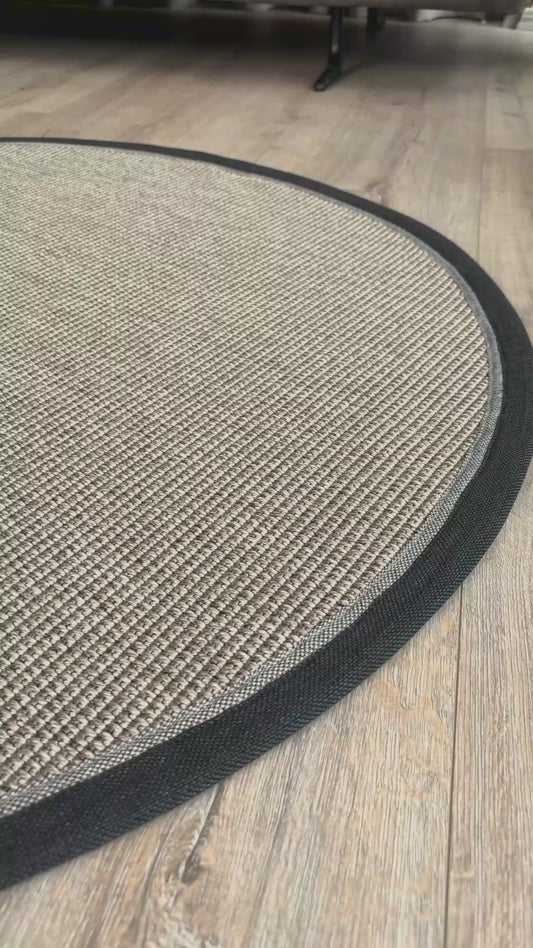 Montana Keten Çift Bordür Yuvarlak Sisal Halı | Sisalart