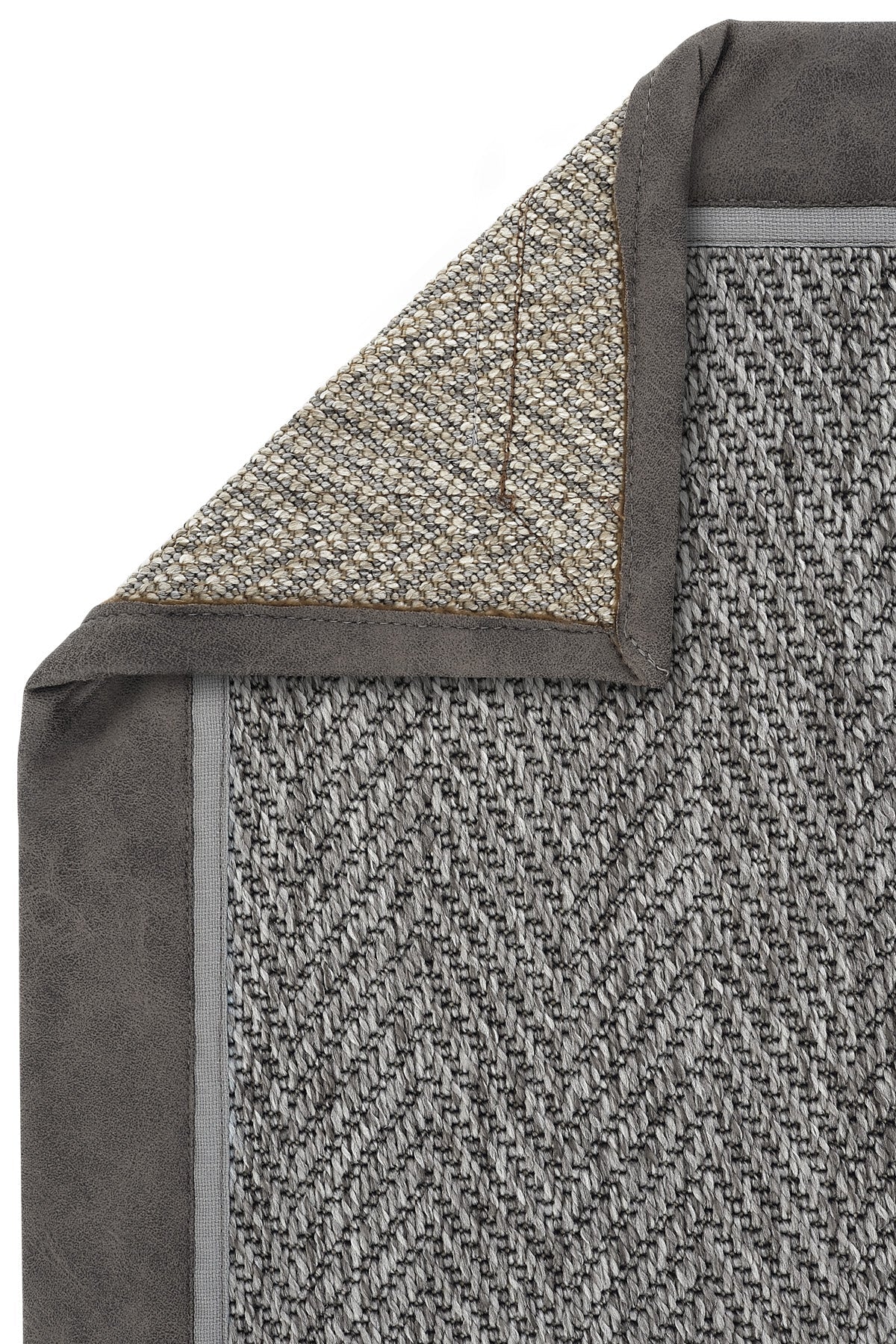 Sisalart Basel Deri Çift Bordür Sisal Halı - Sisal Halı