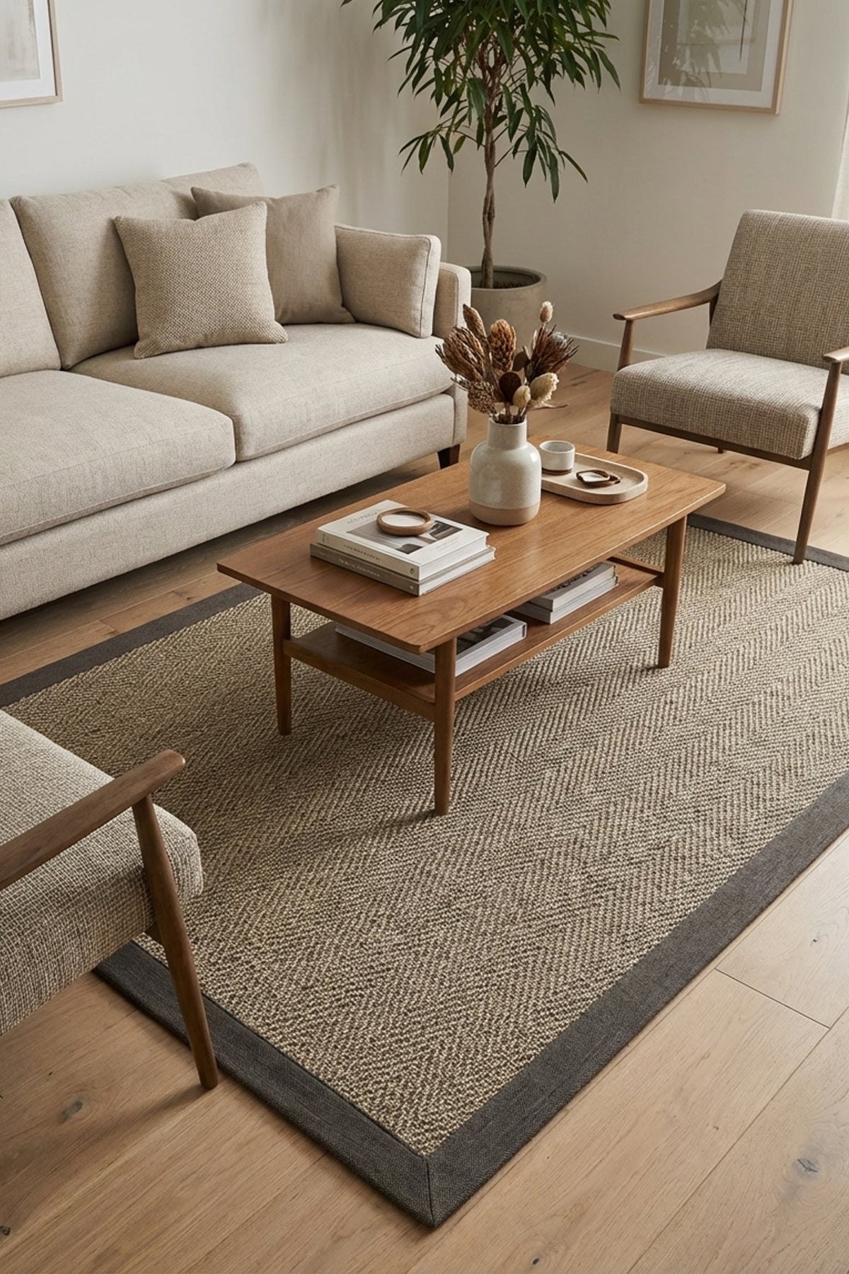 Sisalart Boston Keten Monterey Bordür Sisal Halı - Sisal Halı