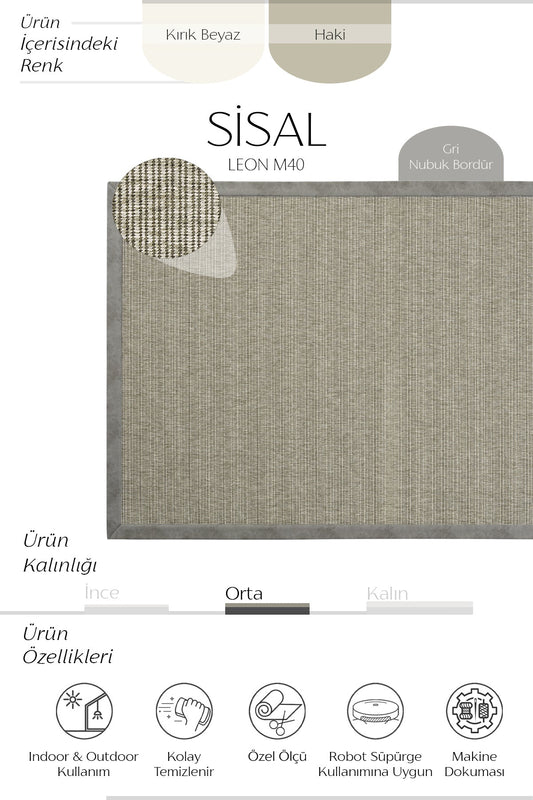 Sisalart Leon Deri Medusa Bordür Sisal Halı - Sisal Halı