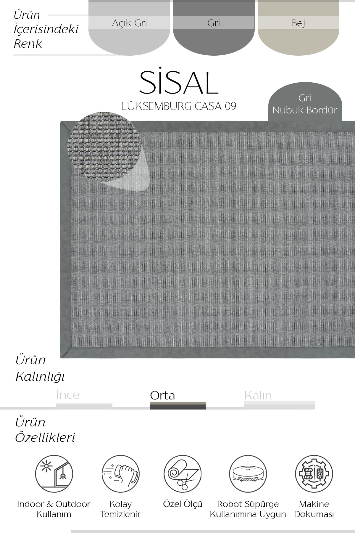 Sisalart Lüksemburg Casa 09 Sisal Halı - Sisal Halı