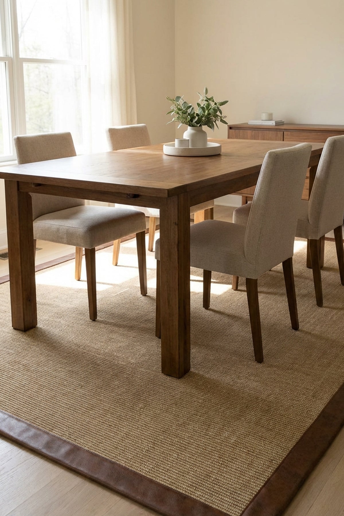 Sisalart Madrid Deri Medusa Bordür Sisal Halı - Sisal Halı