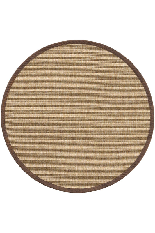 Sisalart Madrid Deri Medusa Bordür Yuvarlak Sisal Halı - Sisal Halı