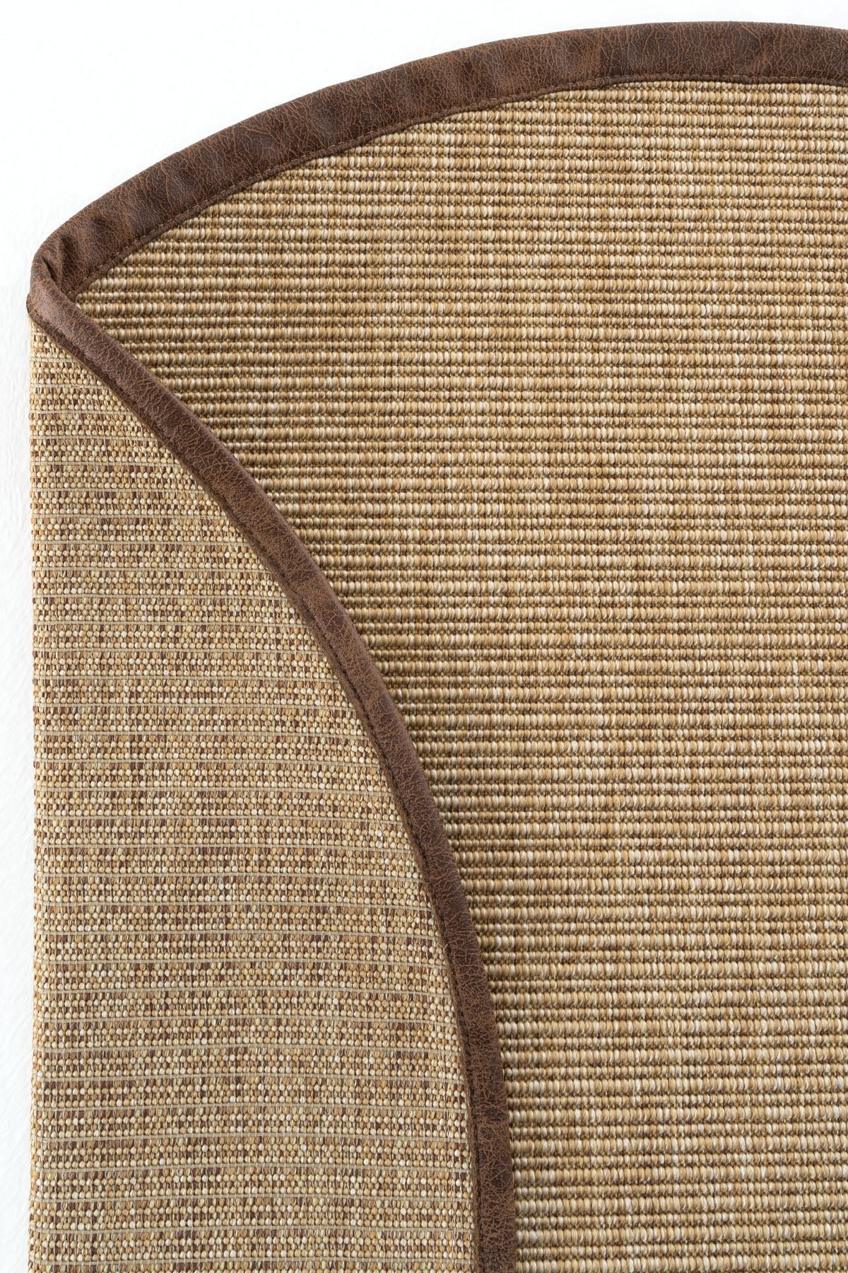 Sisalart Madrid Deri Medusa Bordür Yuvarlak Sisal Halı - Sisal Halı