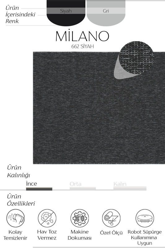 Sisalart Milano 662 Siyah Sisal Halı - Sisal Halı