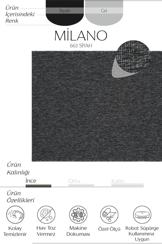 Sisalart Milano 663 Siyah Sisal Halı - Sisal Halı