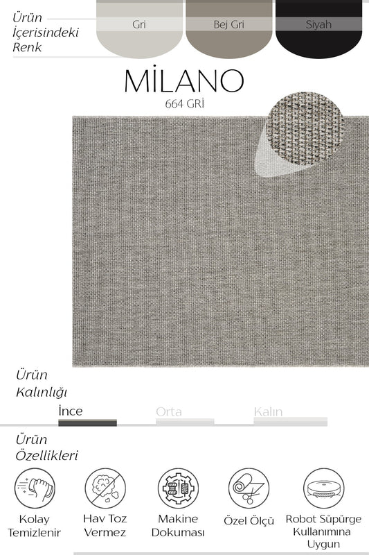 Sisalart Milano 664 Gri Sisal Halı - Sisal Halı