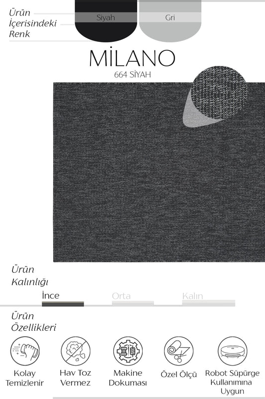 Sisalart Milano 664 Siyah Sisal Halı - Sisal Halı