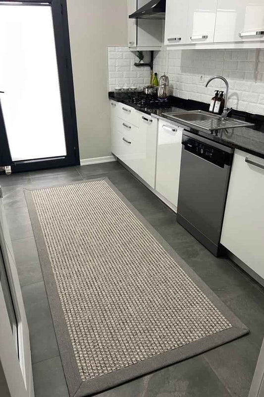 Sisalart Milano 666 Gri Keten Monterey Bordür Sisal Halı