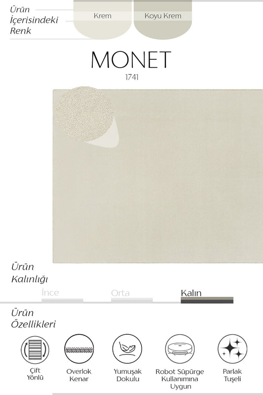 Sisalart Monet 1741 Krem Sade Halı - Sisal Halı