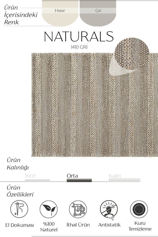 Sisalart Naturals 1410 Silver Doğal Jüt Örgü Halı - Sisal Halı