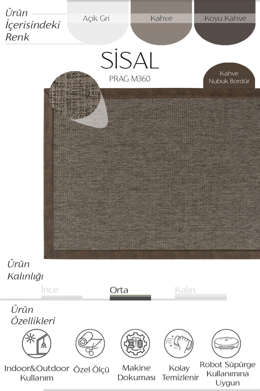 Sisalart Prag Deri Bordür Sisal Halı - Sisal Halı