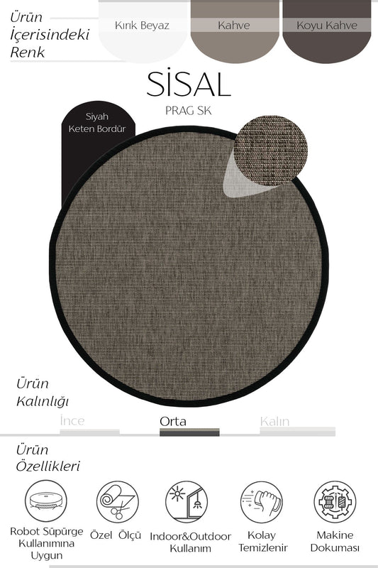 Sisalart Prag Keten Monterey Bordür Yuvarlak Sisal Halı - Sisal Halı