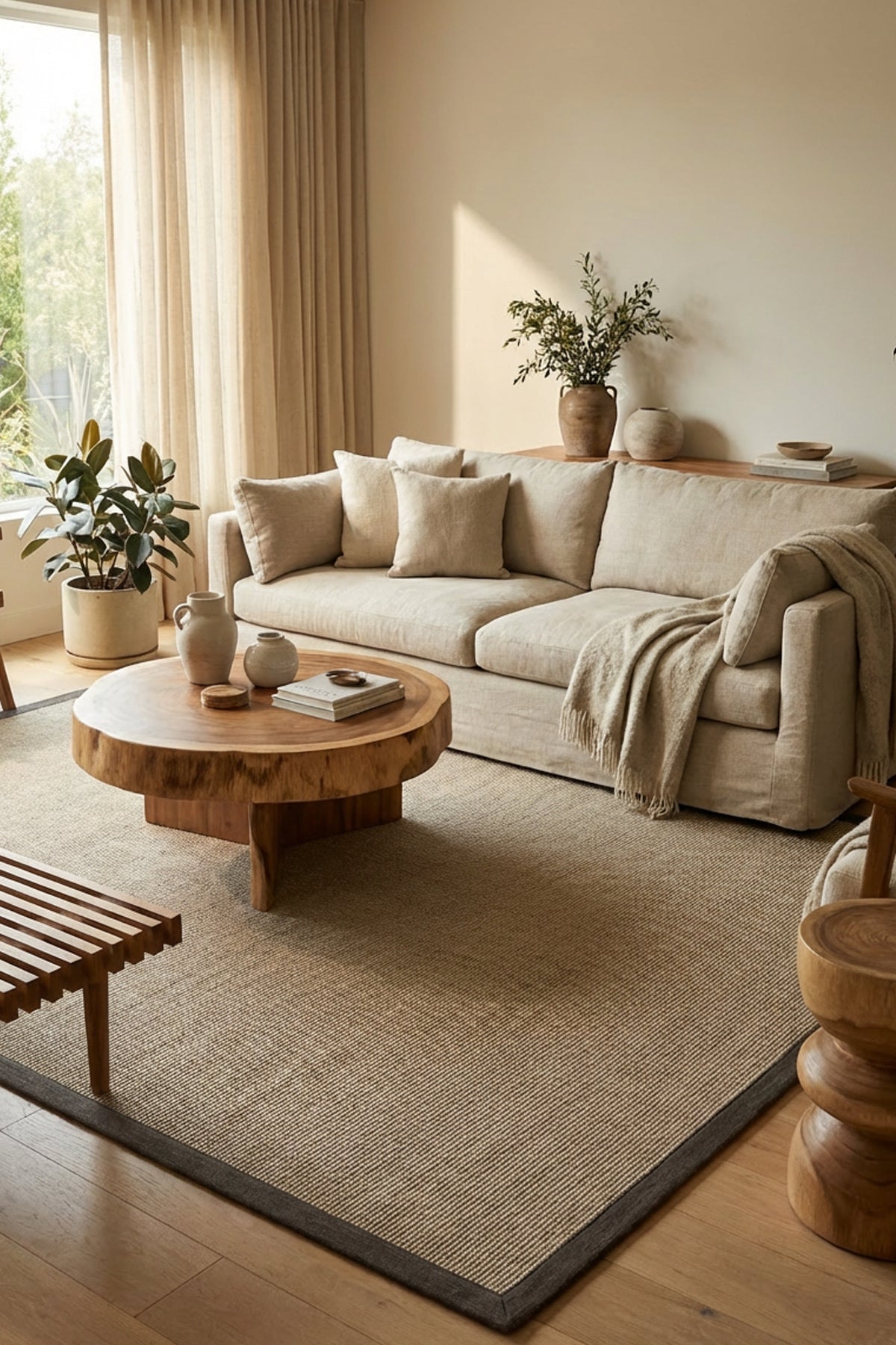 Sisalart Roma Keten Monterey Bordür Sisal Halı - Sisal Halı