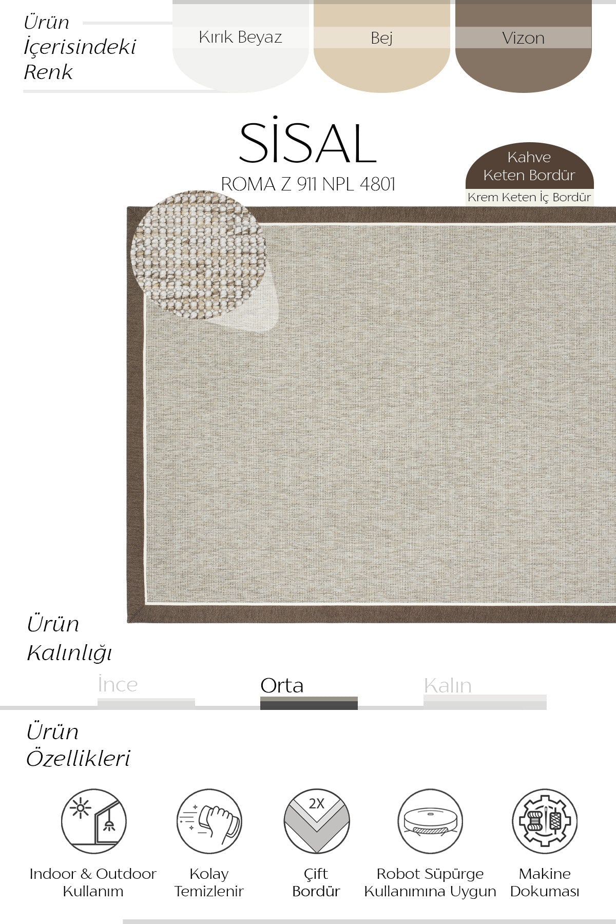 Sisalart Roma Z - 911 Npl 4801 Sisal Halı - Sisal Halı