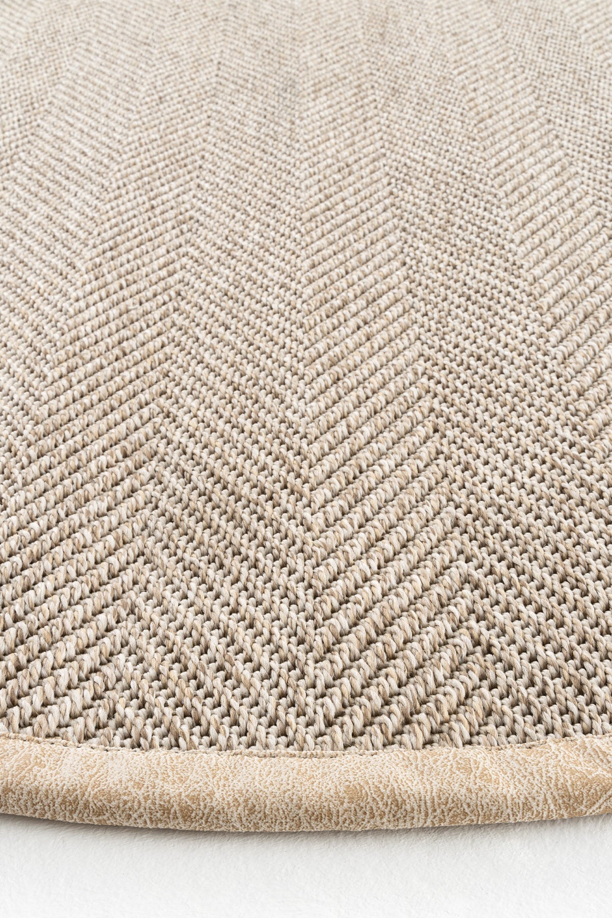 Sisalart Sydney Deri Medusa Bordür Yuvarlak Sisal Halı - Sisal Halı