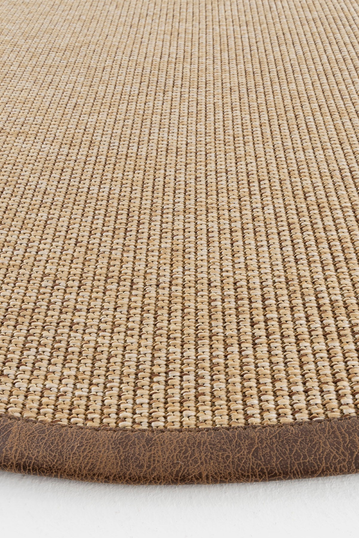 Sisalart Toronto Deri Medusa Bordür Yuvarlak Sisal Halı - Sisal Halı